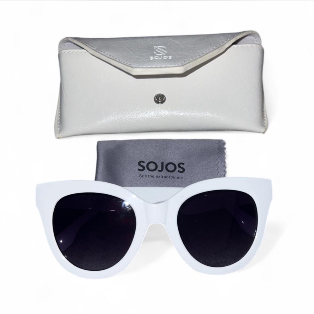 Sojos White Sunglasses with Case